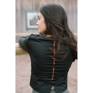 Pomme Equestrian Women's Luella Black Ultra Shirt Long Sleeve Logo- Size L